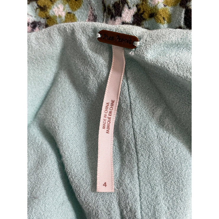 Free People Fiona Women's Green Floral Mid Rise Casual Lounge Flutter Shorts 4