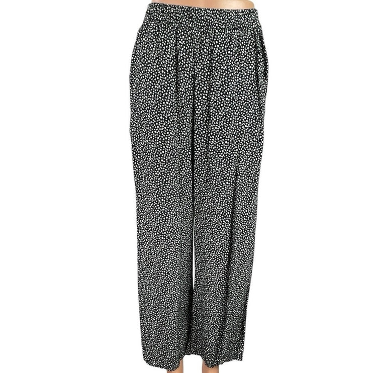 & Other Stories Women's Black White High Rise Wide Leg Trousers Pants Size 4