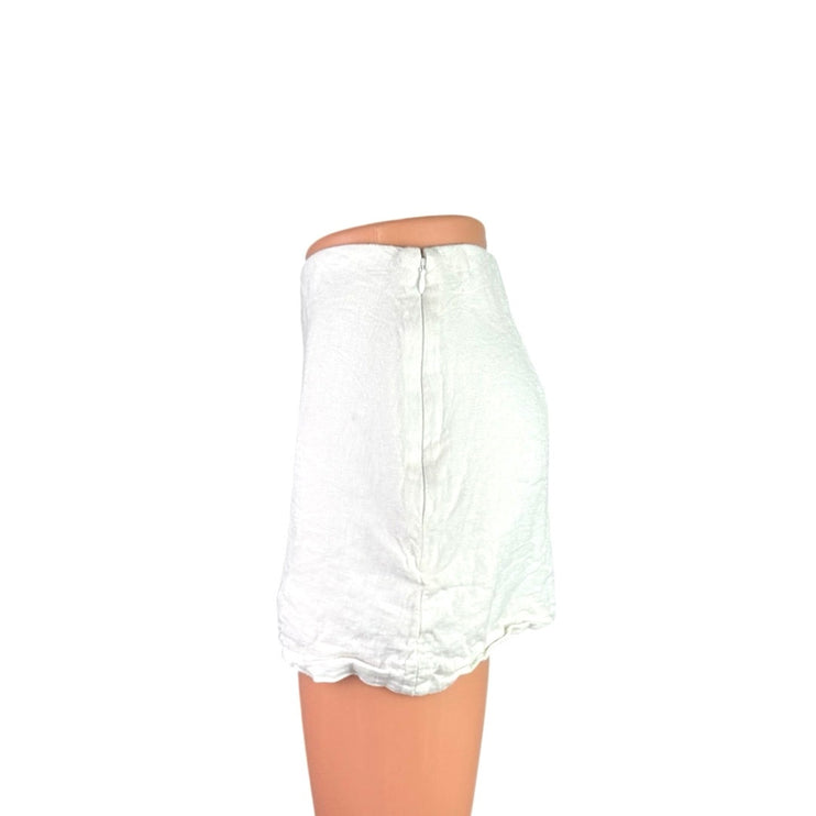 Abercrombie & Fitch Scarlett White Linen High Rise Mini Pencil Skort Skirt Sz XS