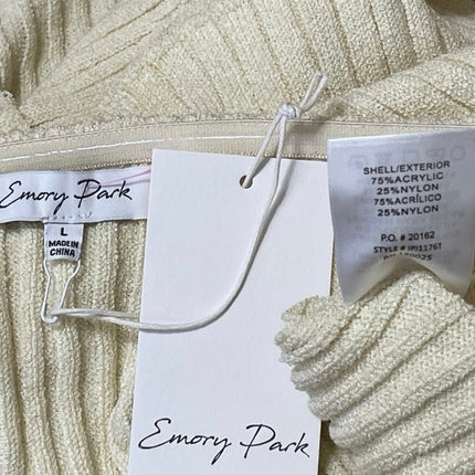 NEW Emory Park Cream Strapless Bandeau Ribbed Knit Layered Sweater Top Size L