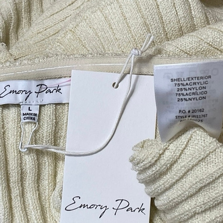 NEW Emory Park Cream Strapless Bandeau Ribbed Knit Layered Sweater Top Size L