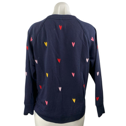 Lou & Grey x LOFT Women's Navy Blue Heart Embroidered Long Sleeve Sweater Sz XS
