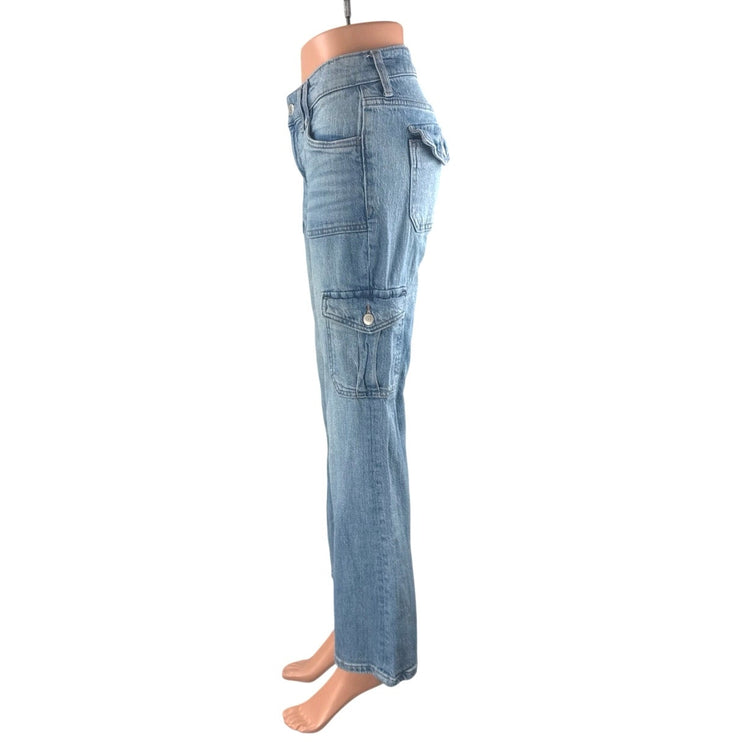 Aeropostale Women's Blue Mid Rise Flared Bootcut Y2k Cargo Denim Jeans Size 2