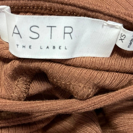 ASTR The Label Brown Ribbed Knit Cross Open Back Crew Neck Crop Top Size XS