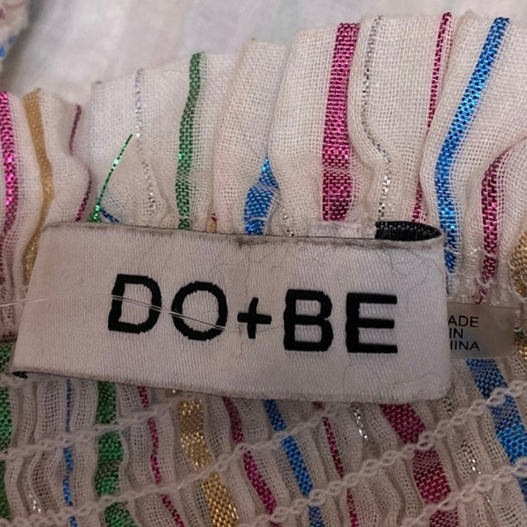 Do+Be Multicolor Striped Strapless Sleeveless Tube Bandeau Tie Crop Top Size M