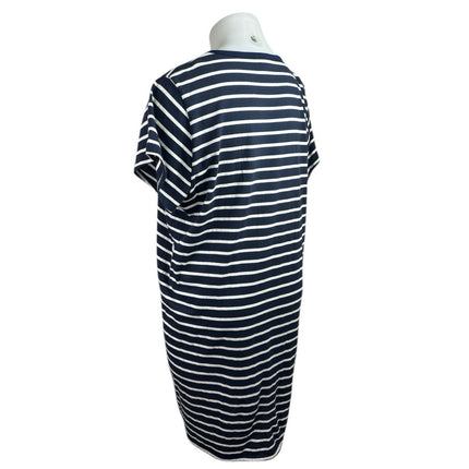 J.Crew Navy Blue White Striped Short Sleeve Crew Neck T Shirt Mini Dress Size 2X