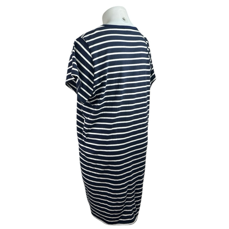 J.Crew Navy Blue White Striped Short Sleeve Crew Neck T Shirt Mini Dress Size 2X