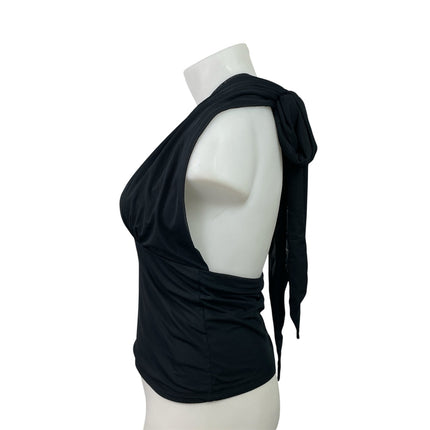 Abercrombie & Fitch Black Halter Plunge V Neck Sleeveless Blouse Top Size XL