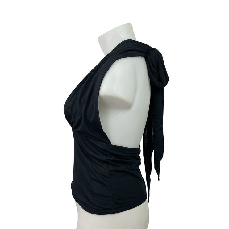Abercrombie & Fitch Black Halter Plunge V Neck Sleeveless Blouse Top Size XL