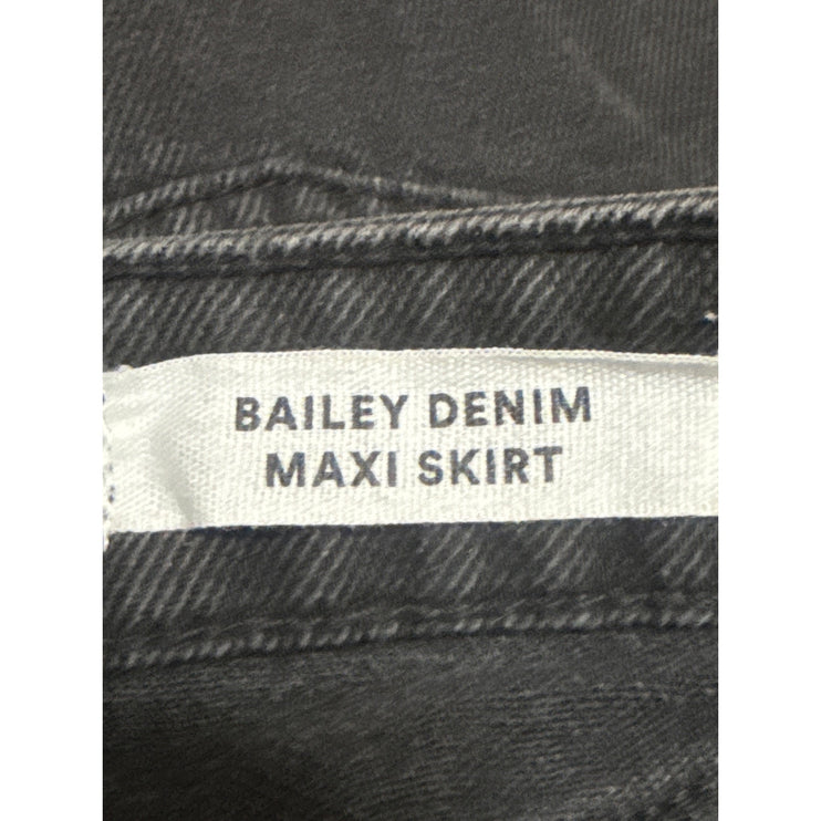Cotton On Bailey Black High Waist Front Slit Straight Denim Jean Maxi Skirt Sz 6