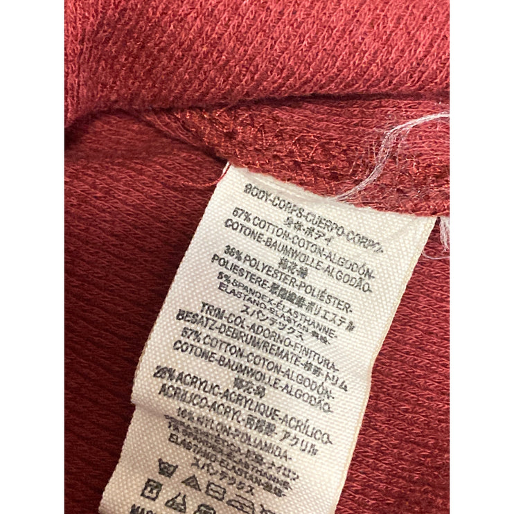 Free People Alpine Cuff Red Long Sleeve Henley Waffle Knit Thermal Sweater Top M