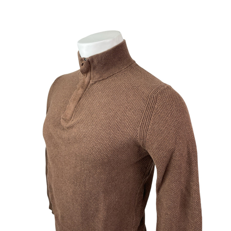 Massimo Dutti Men's Brown Cashmere 1/4 Zip Waffle Knit Long Sleeve Sweater Sz S
