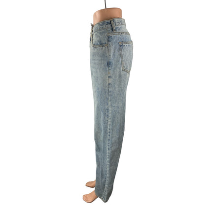 Princess Polly Women's Blue Light Wash Baggy Straight High Rise Denim Jeans sz 4