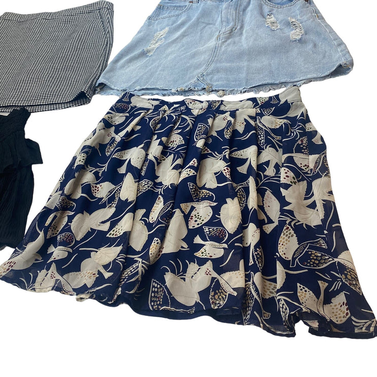 Old Navy Cotton On Women Multi Denim Ruffle Mini Skirt 4Pc Lot Set Size M/S/6/26