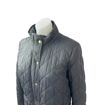 J.Crew Women's Black Quilted High Neck Long Sleeve Field Puffer Coat Jacket Sz M
