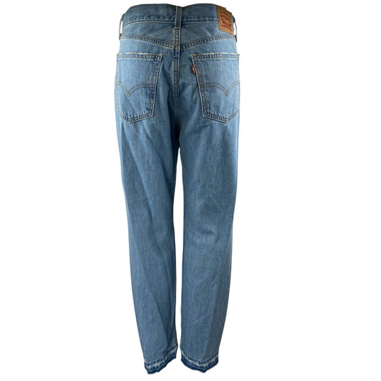 Levi's Women's Blue High Waist Distressed Frayed Raw Hem Straight Denim Jeans 28