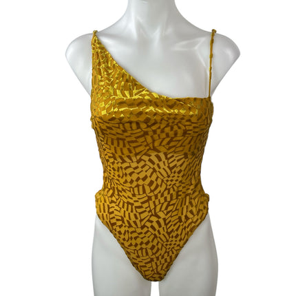 Urban Outfitters Out From Under Yellow Gold Velvet Jacquard Bodysuit Top Size S