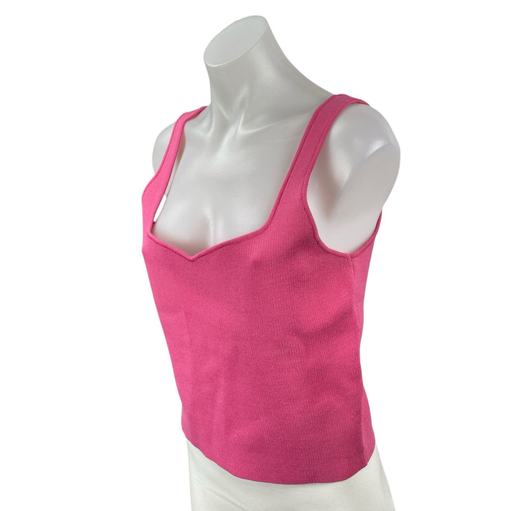 Zara Women's Pink Sleeveless Sweetheart Rib Knit Cami Camisole Tank Top Size L
