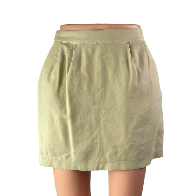 Danielle Bernstein Women's Beige Khaki Pleated Twill Mini Pencil Skirt Size S/P