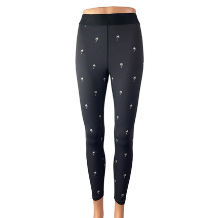 Alala Women's Black Palm Tree Print Yoga Workout Athletic Leggings Pants Size S