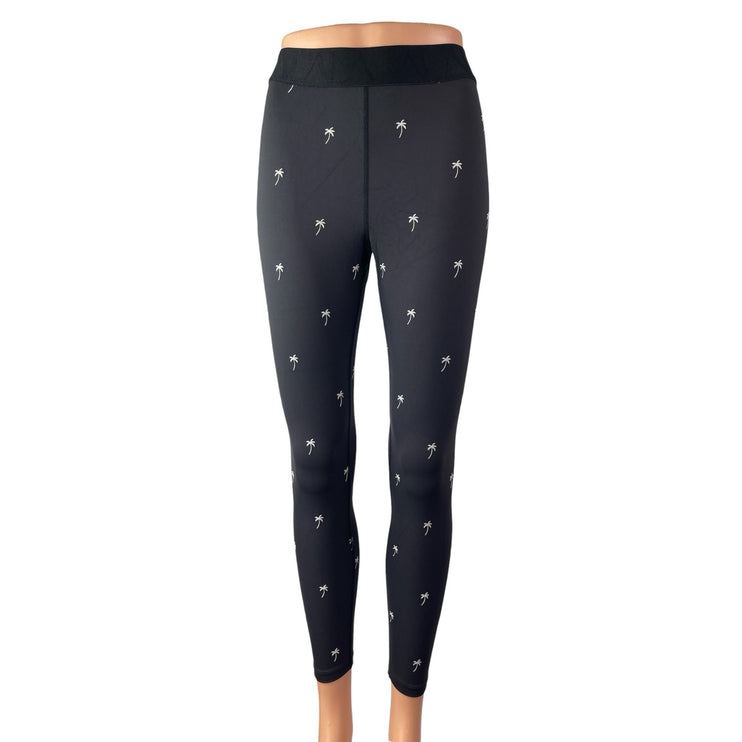 Alala Women's Black Palm Tree Print Yoga Workout Athletic Leggings Pants Size S