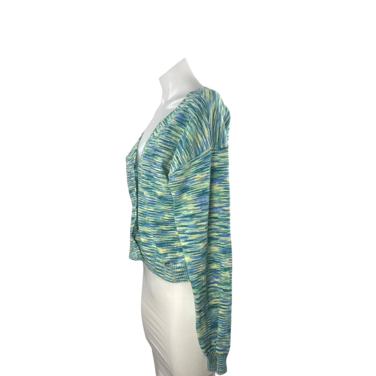 Hollister Multicolor Space Dye V Neck Long Sleeve Button Cardigan Sweater Top M