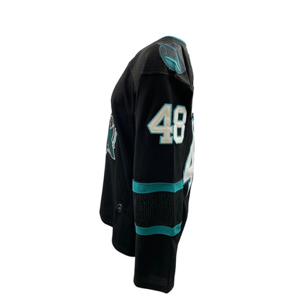 Adidas Climalite San Jose Sharks NHL Stealth Alternate Black Hockey Jersey Sz 50