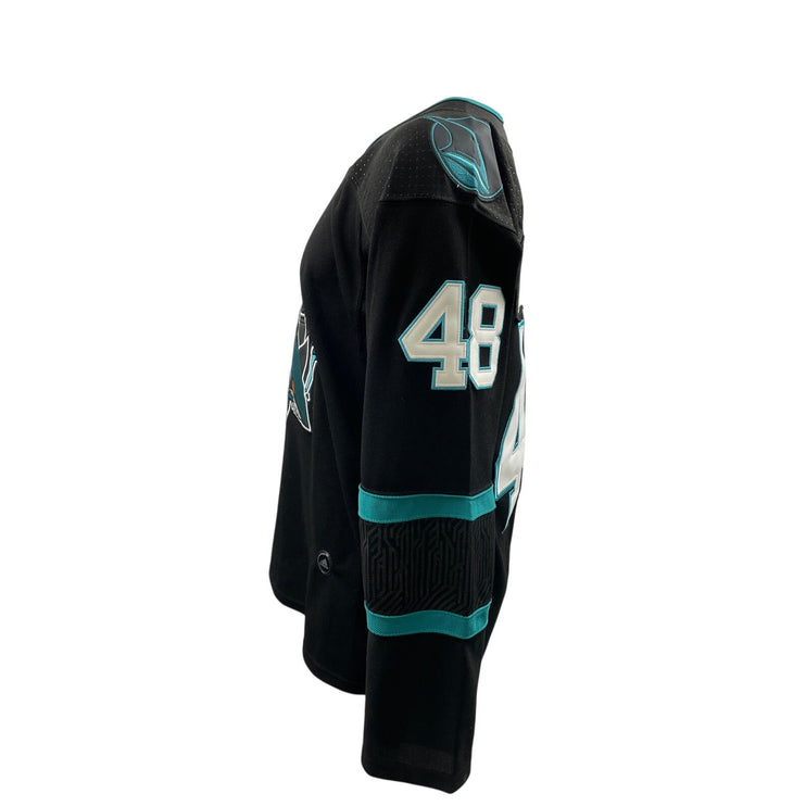 Adidas Climalite San Jose Sharks NHL Stealth Alternate Black Hockey Jersey Sz 50