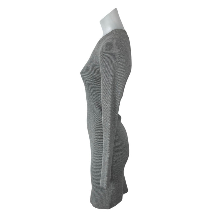 Aritzia Wilfred Free Gray Knit Sculpt Long Sleeve Mini Bodycon Sweater Dress S