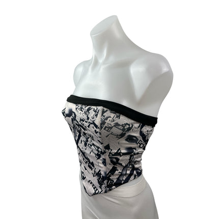 Princess Polly Rafi Women's Newspaper Graphic Sleeveless Crop Tube Bandeau Top 2
