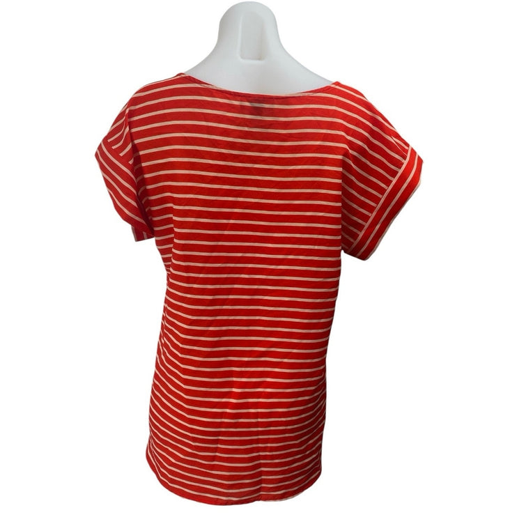 Ann Taylor LOFT Red White Striped Short Drop Sleeve T Shirt Tee Top Size 10