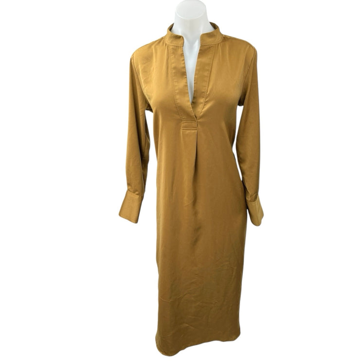 Banana Republic Women's Brown V Neck Long Sleeve Maxi Shift Dress Size XS