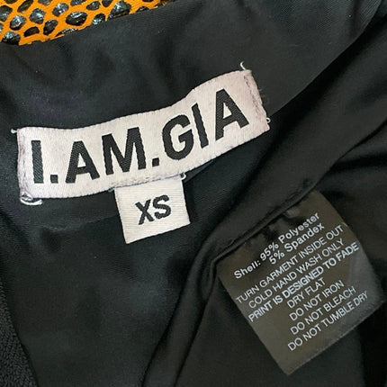 I.AM.GIA Women's Orange Black Sleeveless Strapless Poison Snakeskin Crop Top XS