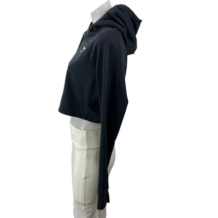 Gymshark Training Womens Black Long Sleeve Pullover Hooded Cropped Hoodie Size M