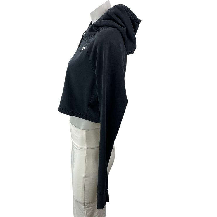 Gymshark Training Womens Black Long Sleeve Pullover Hooded Cropped Hoodie Size M