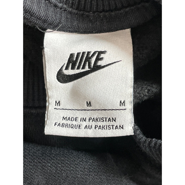 Nike Women's Black Swoosh Logo Long Sleeve Crew Neck Cropped Sweatshirt Top M