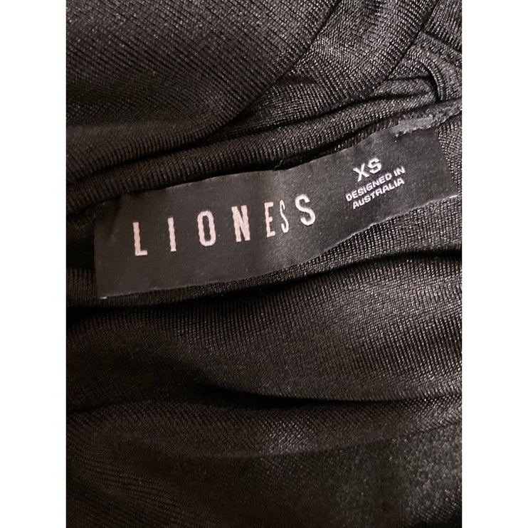 Lioness Black Sheer Mesh Open Back Tie Long Sleeve Mini Bodycon Dress Size XS