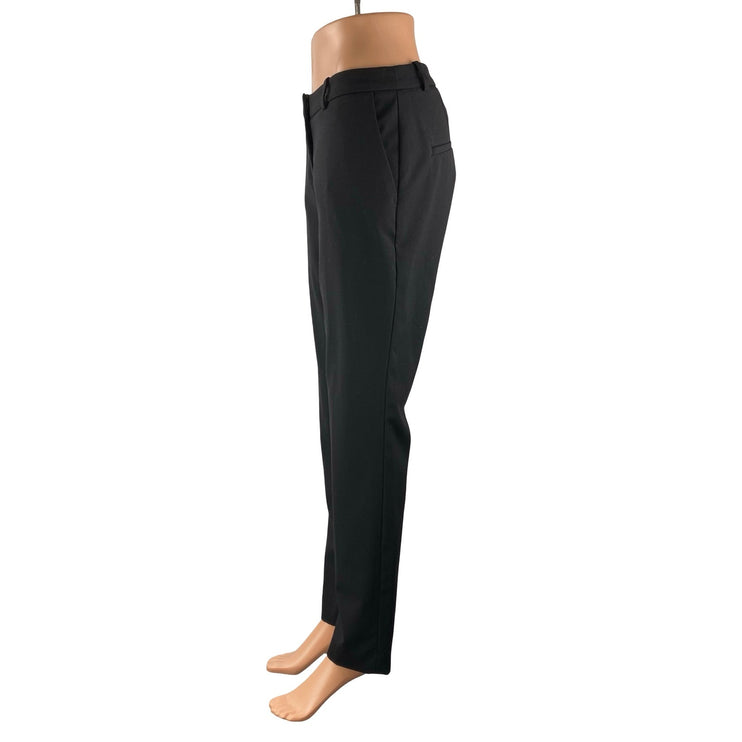 H&M Women's Black Mid Rise Slim Straight Career Business Trousers Pants Size 6