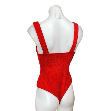 ASTR The Label Red Ribbed Knit Sleeveless Cami Camisole Tank Bodysuit Top Size S