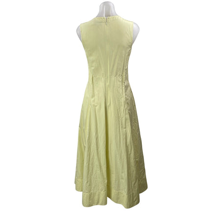 3.1 Phillip Lim Yellow Sleeveless V neck Tie Waist Pleated A Line Midi Dress 2
