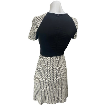 Zara Women's White Black Short Sleeve Abstract A Line Mini Skater Dress Size XS