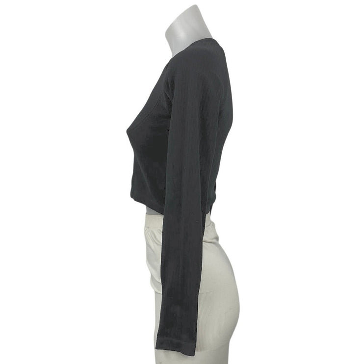 H&M Move Womens Black Seamless Long Sleeve Yoga Workout Athletic Crop Top Size S