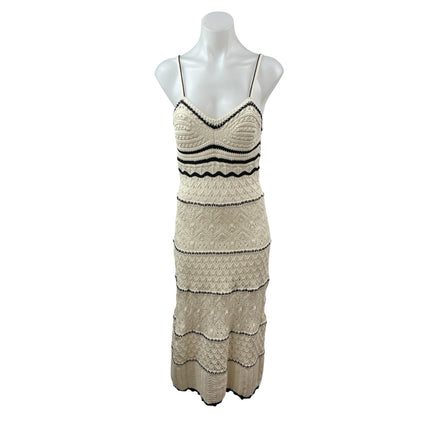 Zara Women's Geometric Crochet Knit Sleeveless Midi Cami Tank Bodycon Dress Sz M