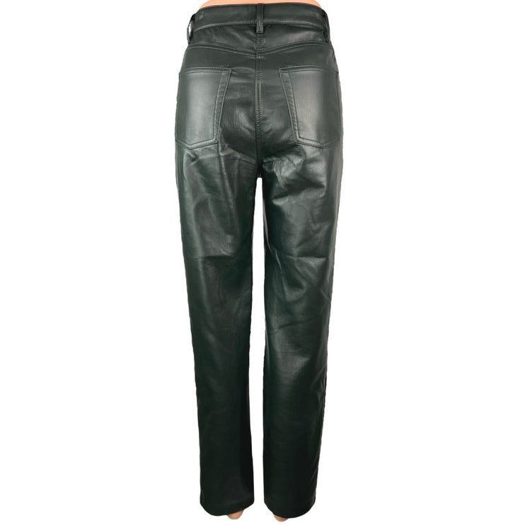 Aritzia Wilfred Women's Black Faux Vegan Leather High Rise Straight Leg Pants 2