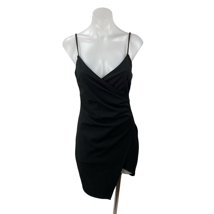 Windsor Black Sleeveless V Neck Cami Faux Wrap Tank Mini Bodycon Dress Size M