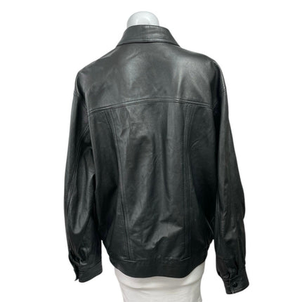 Vintage Cuiropolis Women's Black Faux Leather Zip Up Bomber Jacket Size XL-2XL