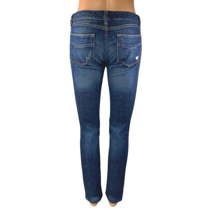 GAP 1969 Always Skinny Women's Blue Distressed Low Rise Denim Jeans Pants Sz 26