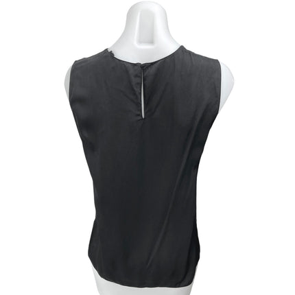 Theory Womens Black Silk Satin Sleeveless Button Pullover Blouse Tank Top Size L