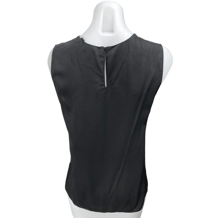 Theory Womens Black Silk Satin Sleeveless Button Pullover Blouse Tank Top Size L