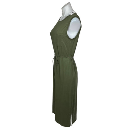 Banana Republic NWT Green Sleeveless Side Slit Tie Waist Midi Blouson Dress Sz S